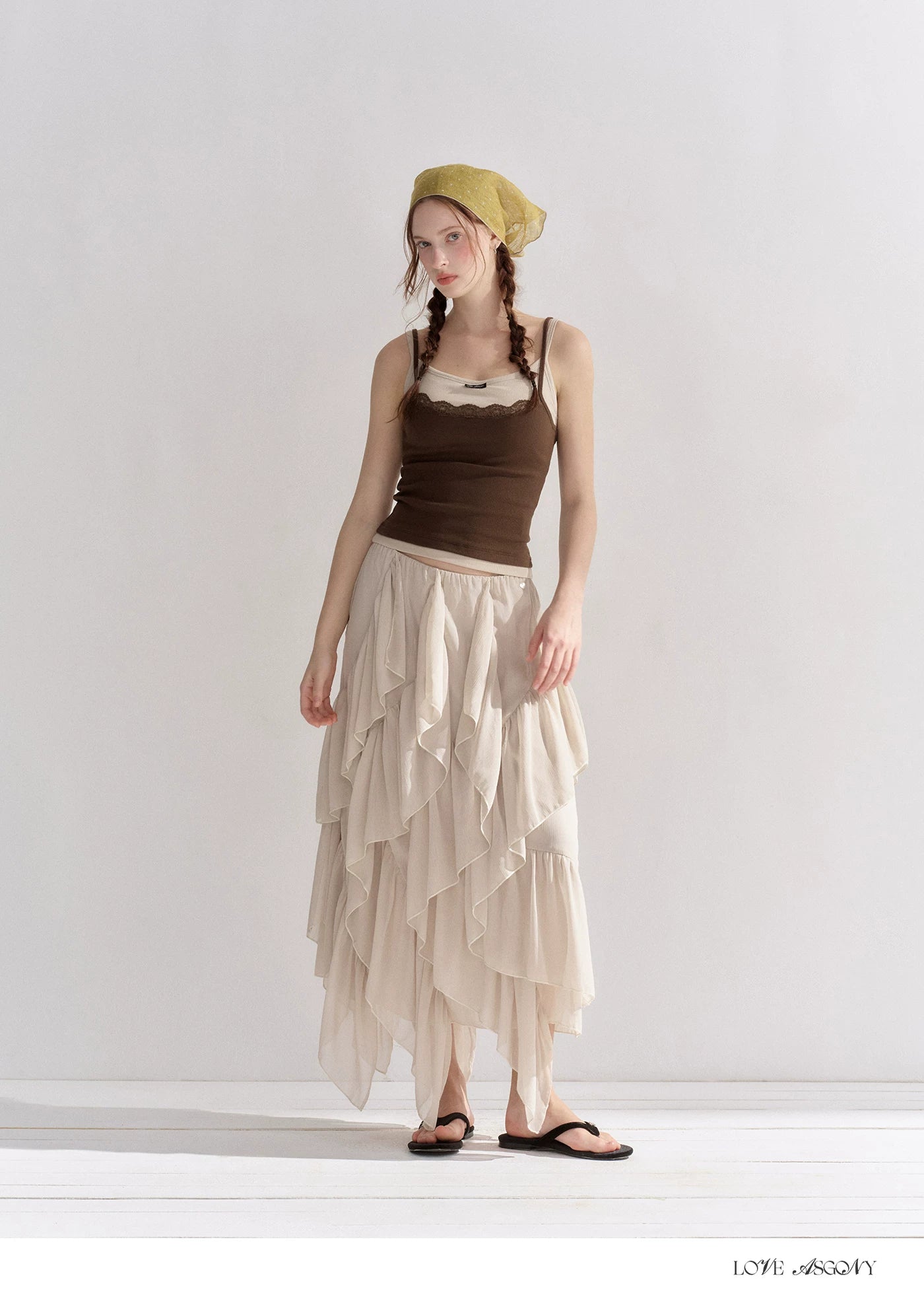 Irregular Ruffle Edge Chiffon Skirt