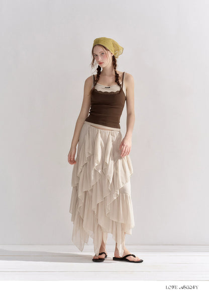 Irregular Ruffle Edge Chiffon Skirt