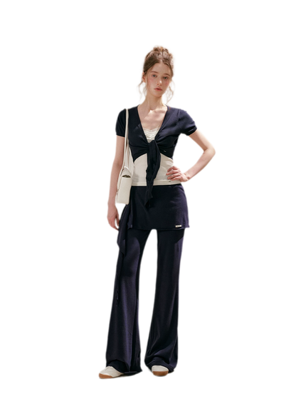 Wrap Tie Flared Pants