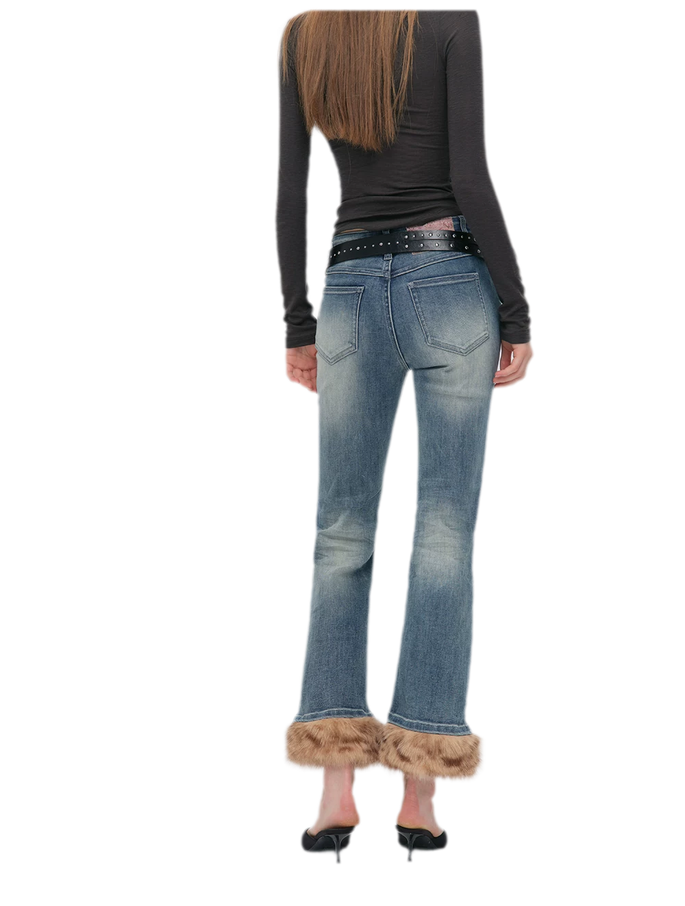Vintage Washed Cropped Flare Jeans