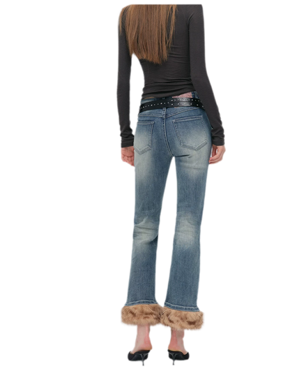 Vintage Washed Cropped Flare Jeans
