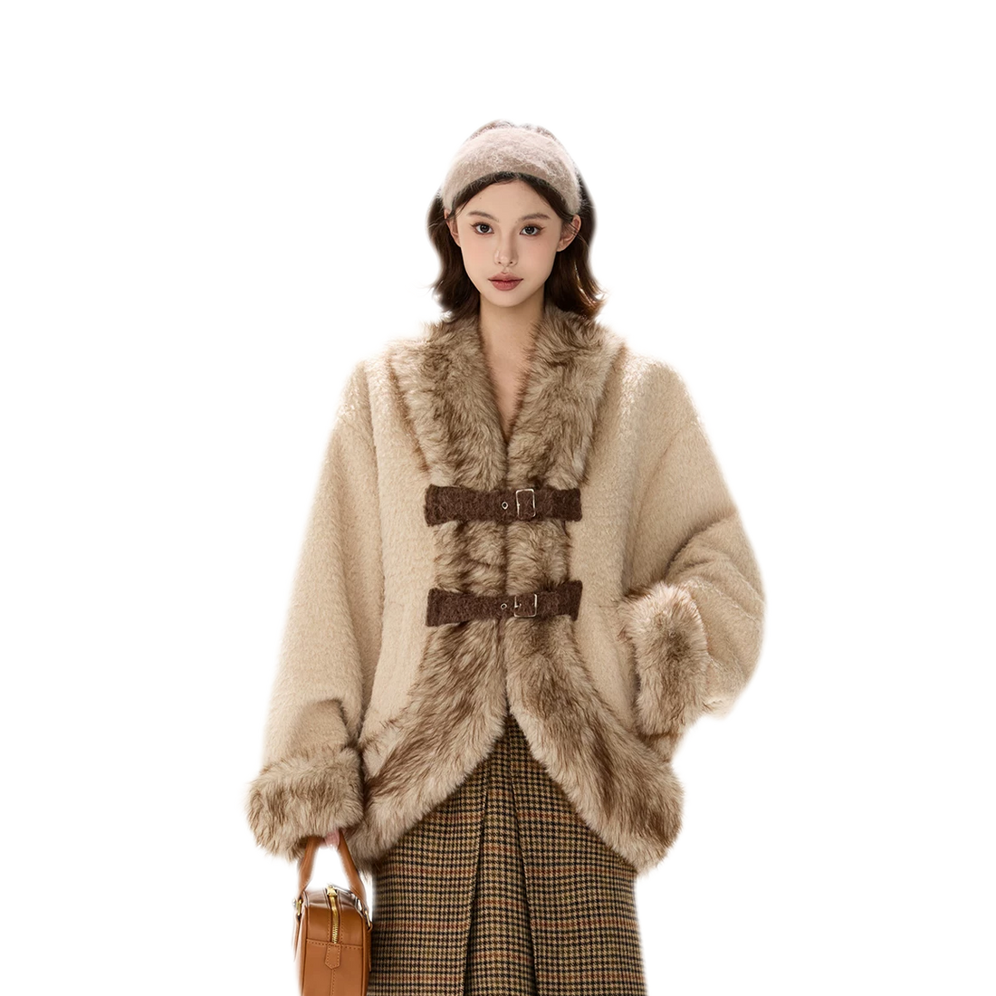 Faux Fur Trim Cropped Coat