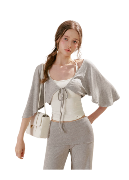 Airy Cloud Feel Halter U-Neck Vest and Batwing
