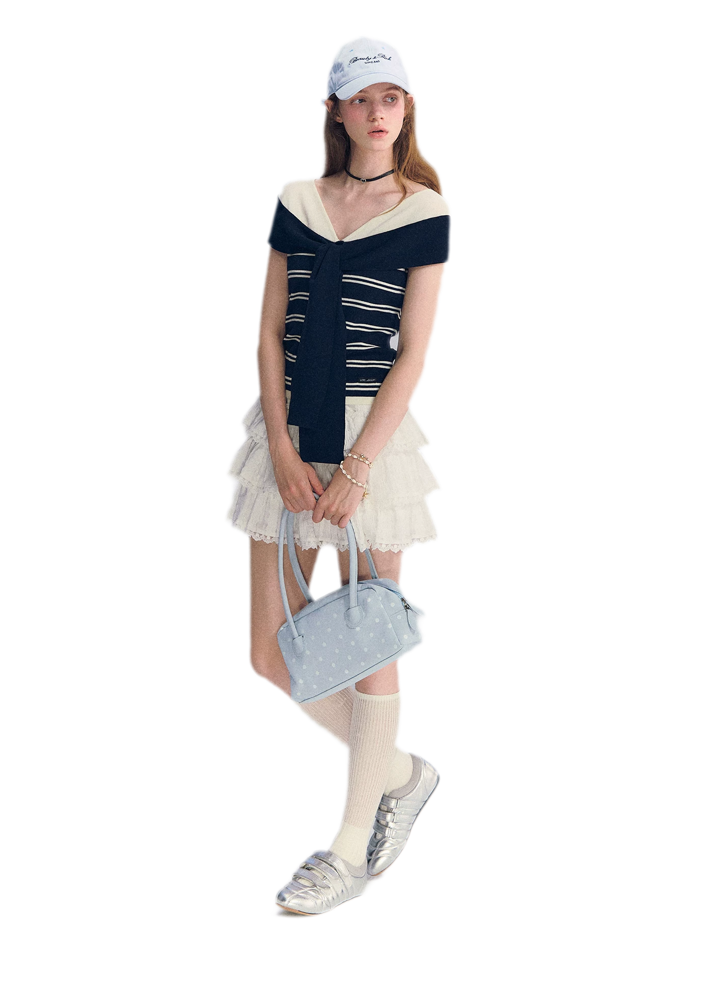 Colorblock Off-Shoulder Tee