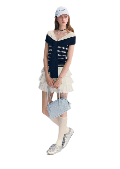 Colorblock Off-Shoulder Tee