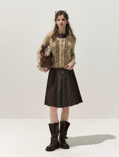 Fine-Gauge Ruffle Cardigan Sweater