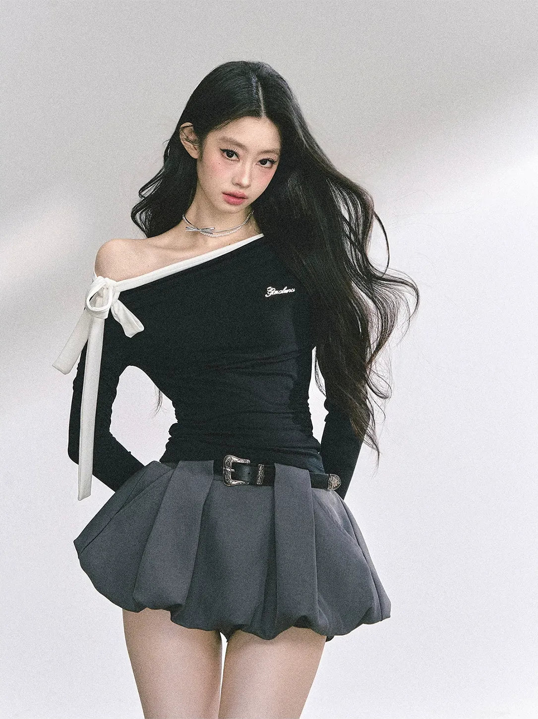 Asymmetrisches gerafftes Crop-T-Shirt