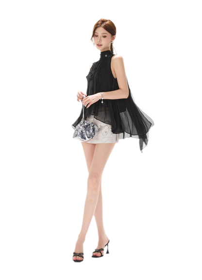 Embellished Satin Mini Skort