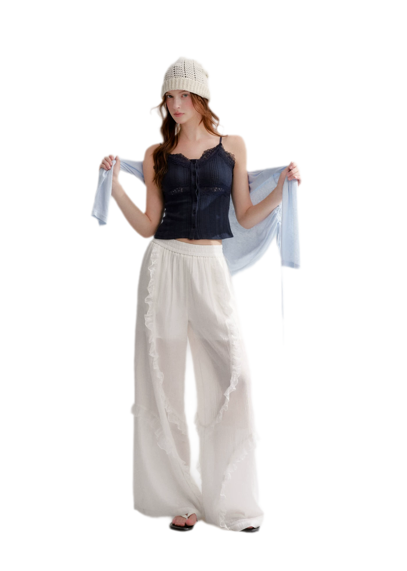Lace Textured Wide Pants
