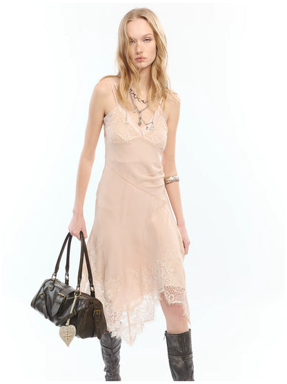Lace Hem Layered V-Neck Camisole Dress