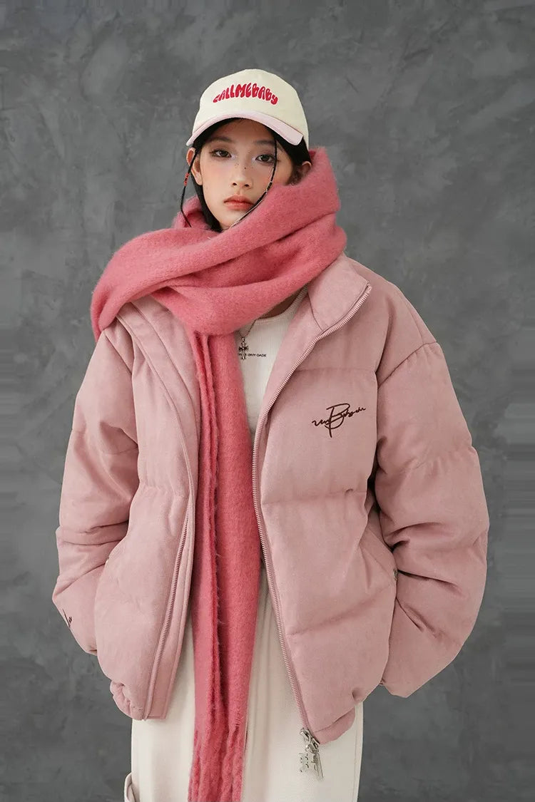 Suede Oversized Down Puffer Jacket