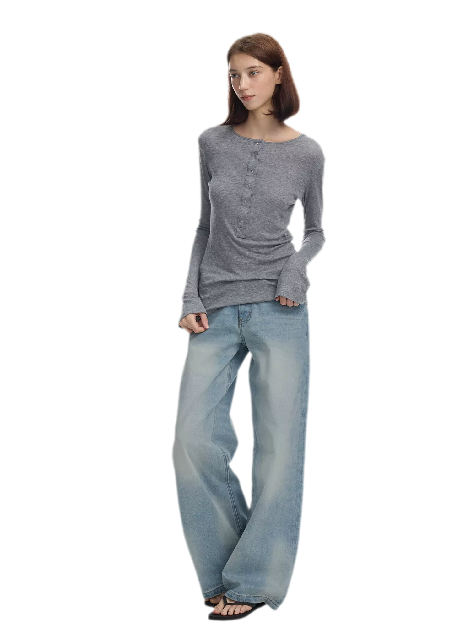 Lyocell Wool Six-Button Henley