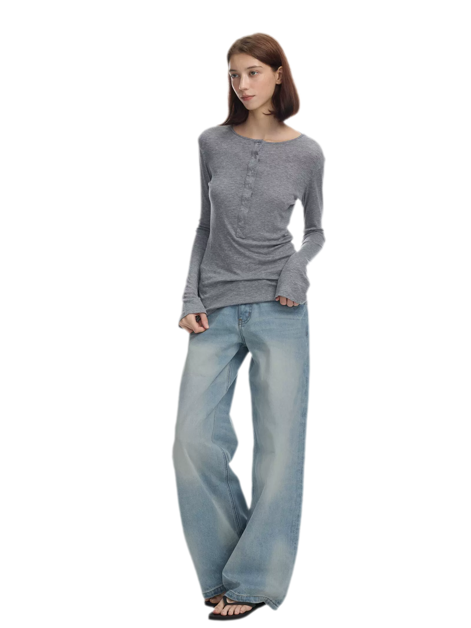Lyocell Wool Six-Button Henley