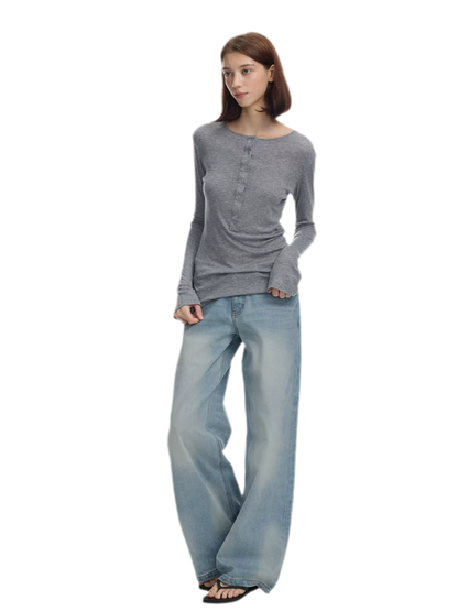 Lyocell Wool Six-Button Henley