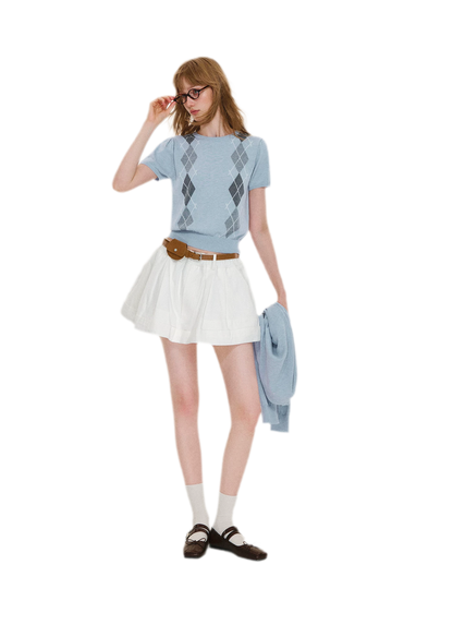 Structured Cotton Bubble Skort