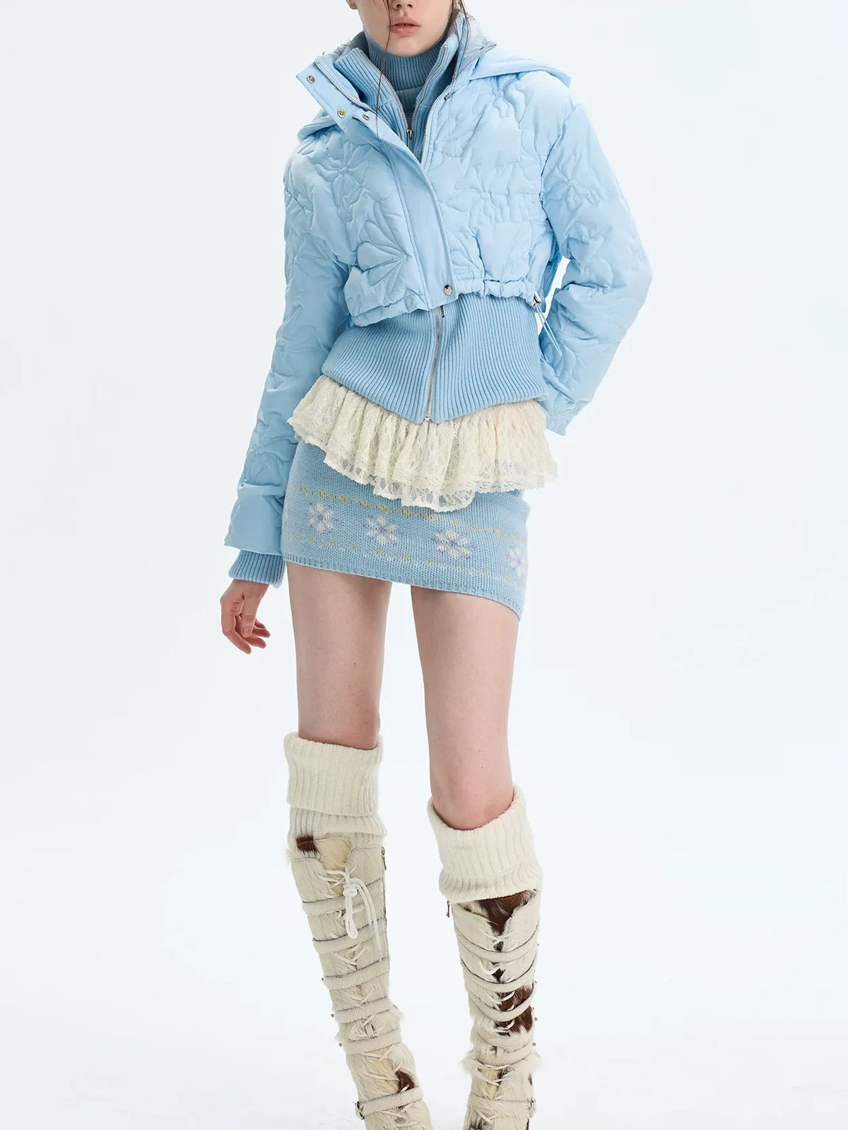 Quilted Cropped Hooded Down Jacket