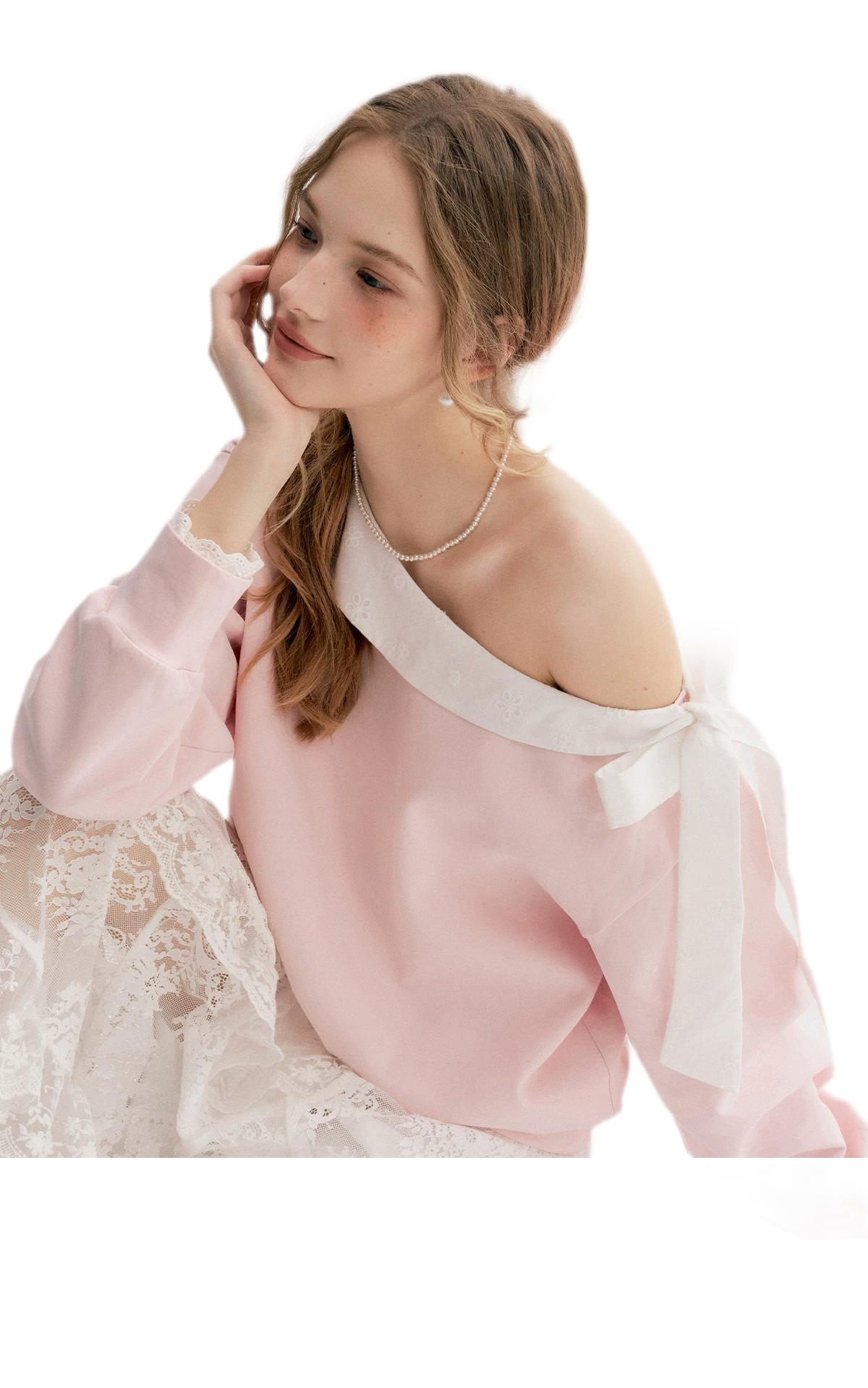 Balletcore Lace Collar Sweatshirt