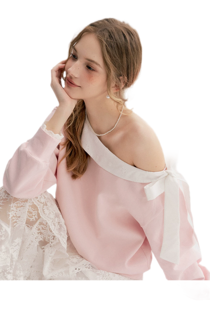 Balletcore Lace Collar Sweatshirt