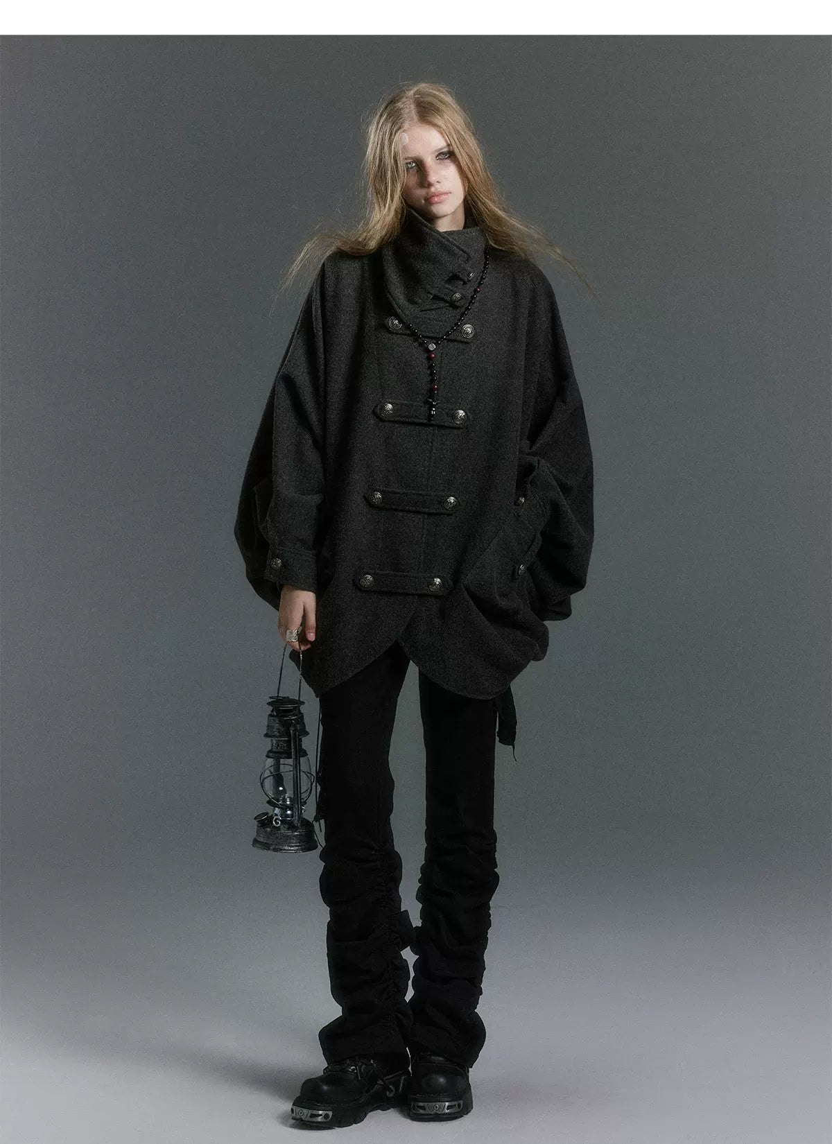 Double-Sided Batwing Wool Coat