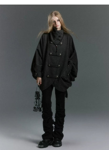 Double-Sided Batwing Wool Coat