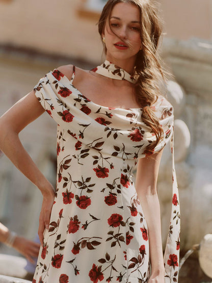 Floral Draped Maxi Dress