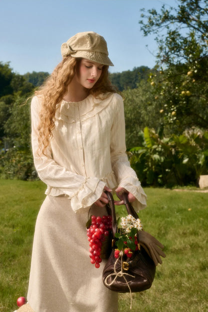 Ensemble chemise à volants et jupe en coton