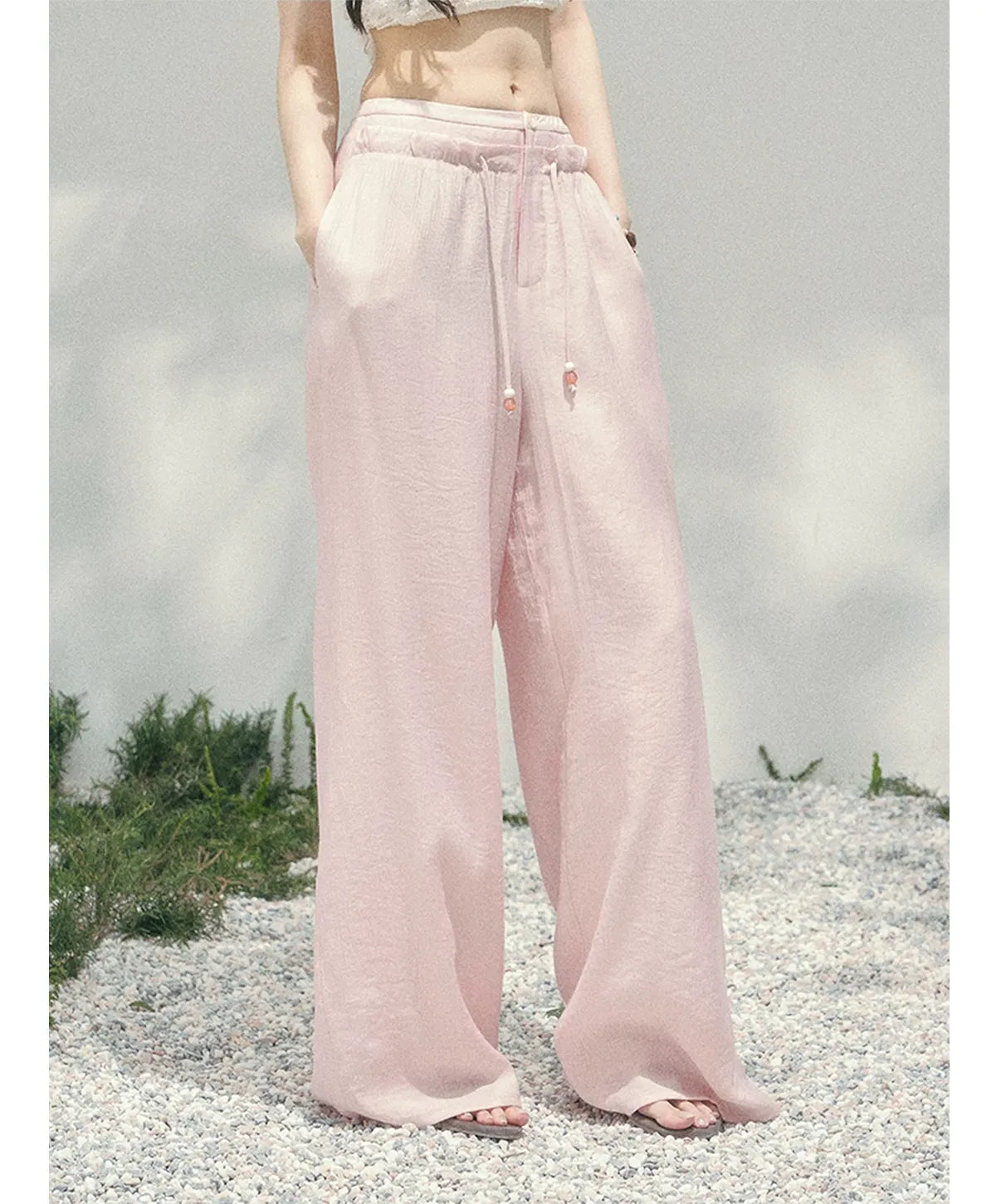 Wide-Leg Embroidered Pants