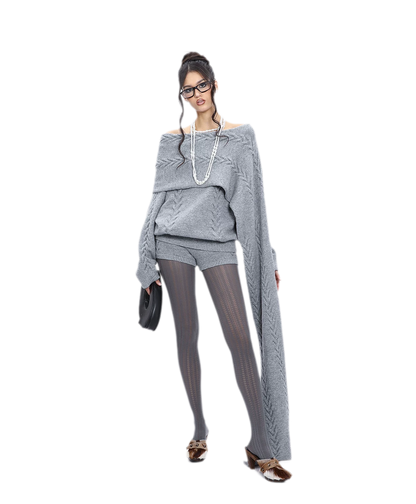 Conjunto de punto trenzado afelpado