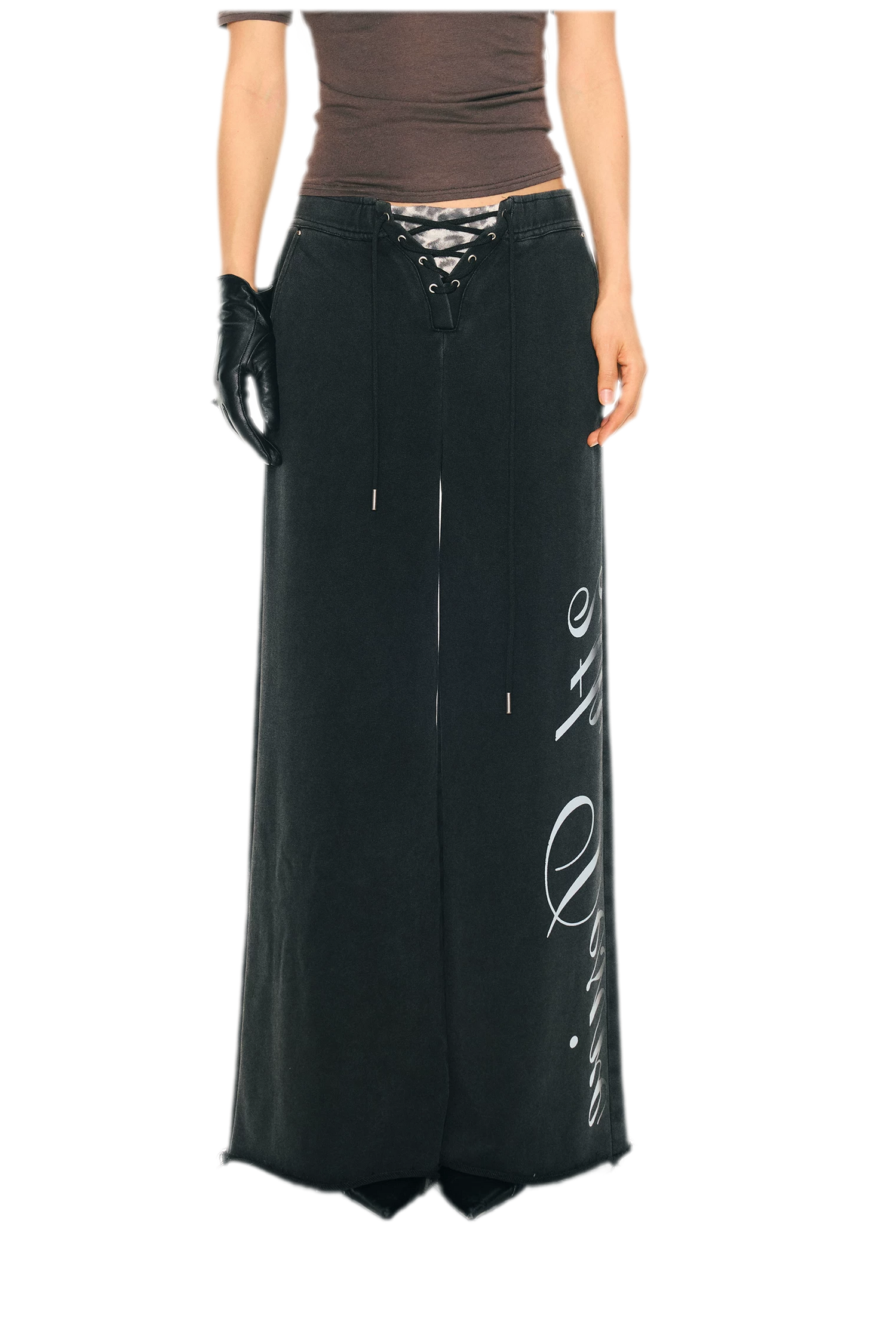 Vintage Letter Print Wide-Leg Pants