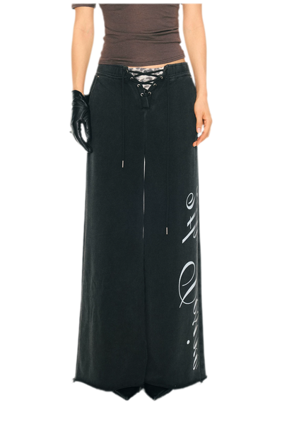 Vintage Letter Print Wide-Leg Pants