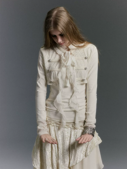 Blouse met getextureerd ruchespaneel