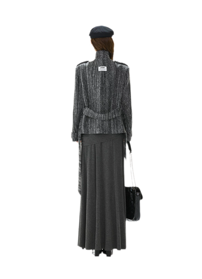 Cappotto in tweed testurizzato con cintura