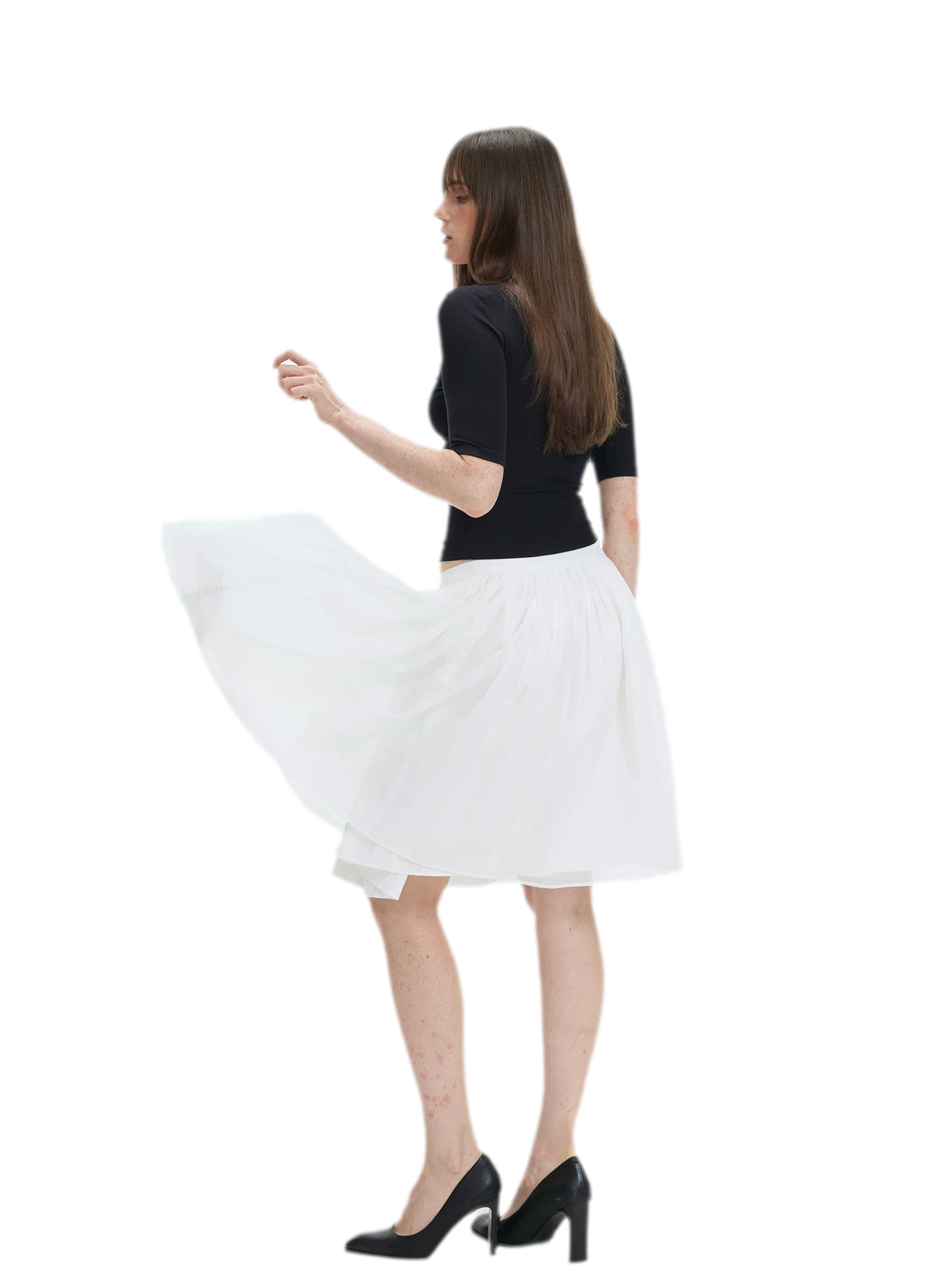 Pleated Chiffon Midi Skirt