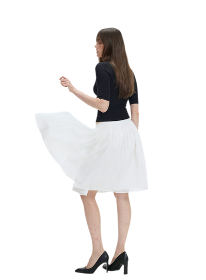 Pleated Chiffon Midi Skirt