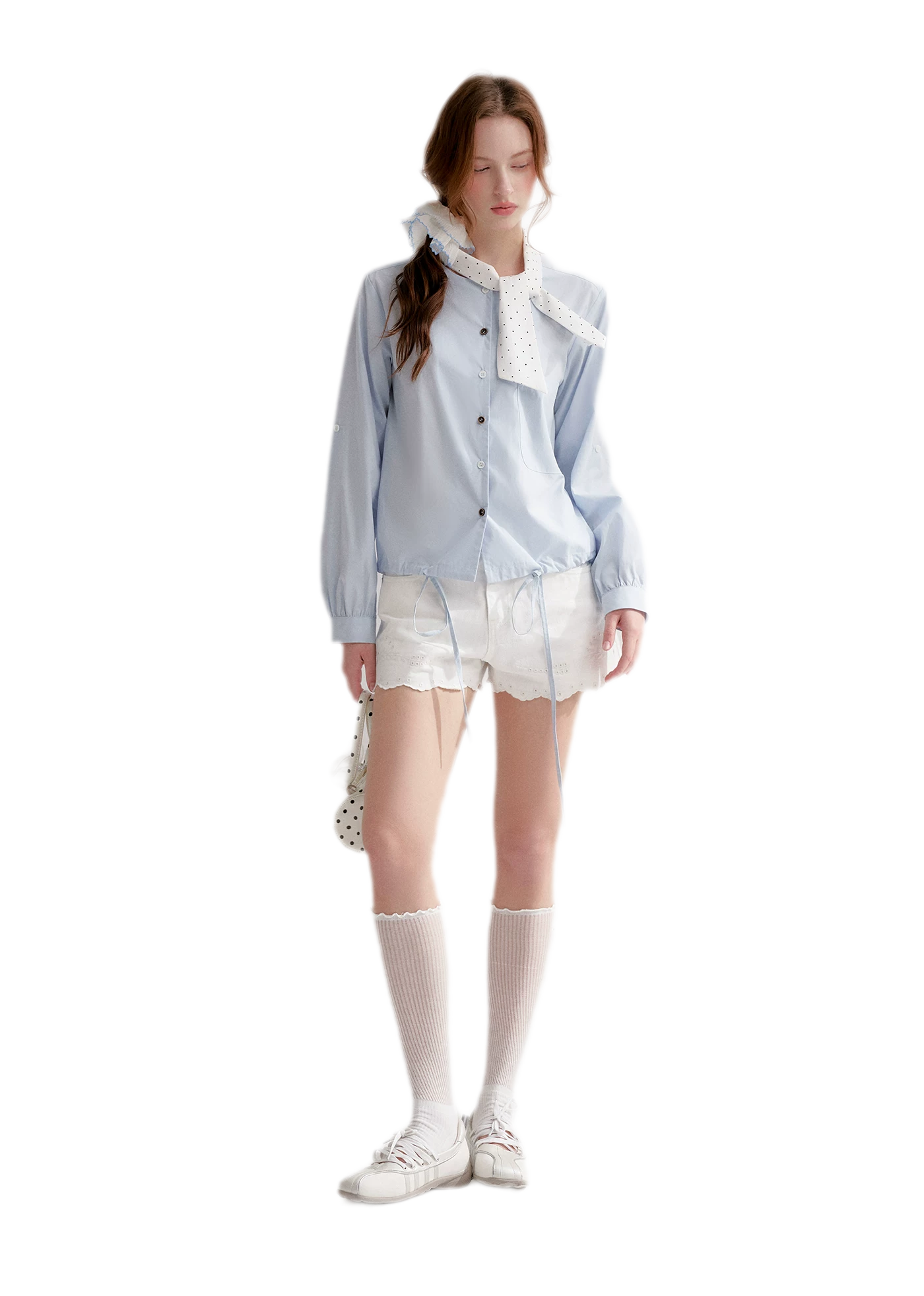 Eyelet Embroidered Denim Shorts