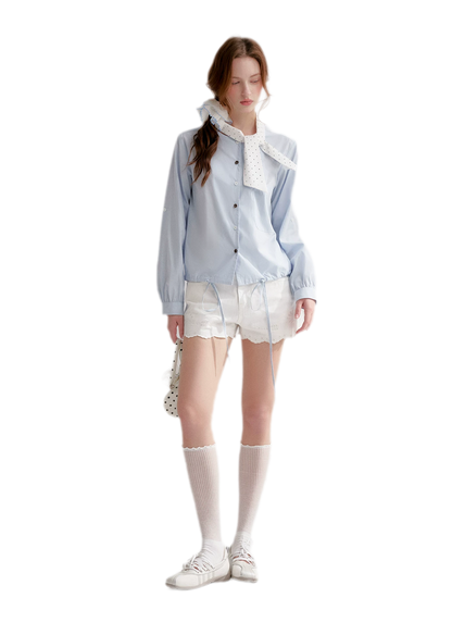 Eyelet Embroidered Denim Shorts