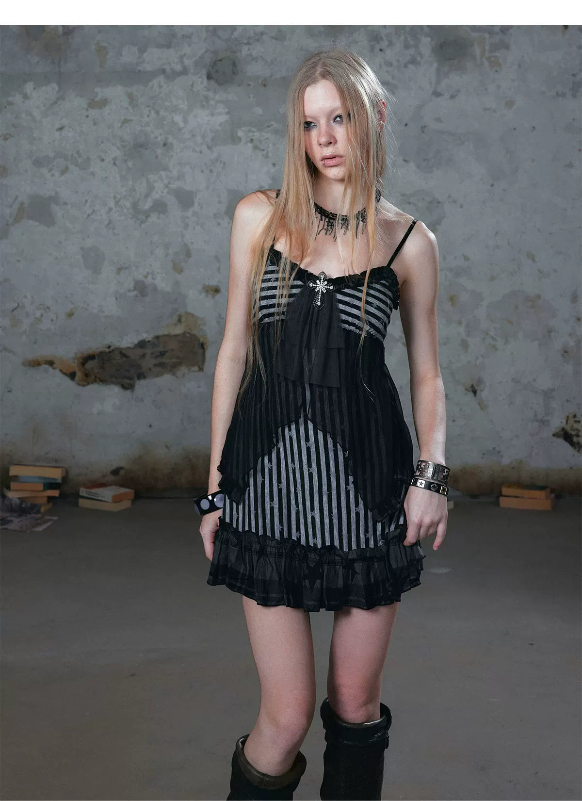 Lace Ruffle A-Line Dress