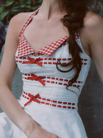 Cotton Embroidered Halter Dress