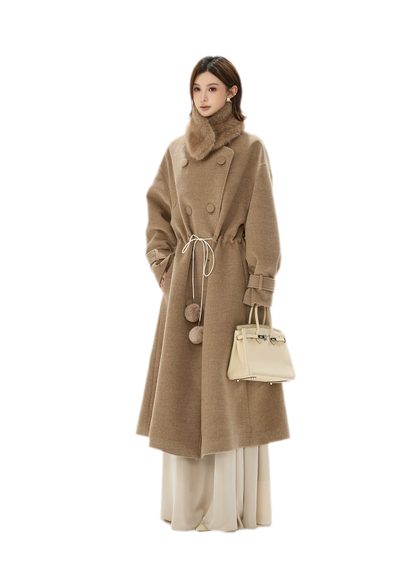 Detachable Fur Collar A-Line Coat