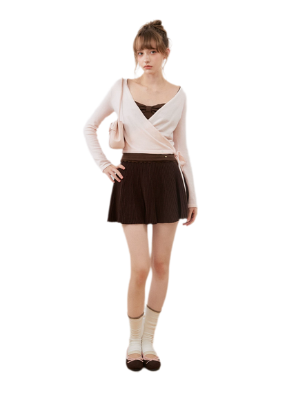 Silk Wool Wrap Knit Top