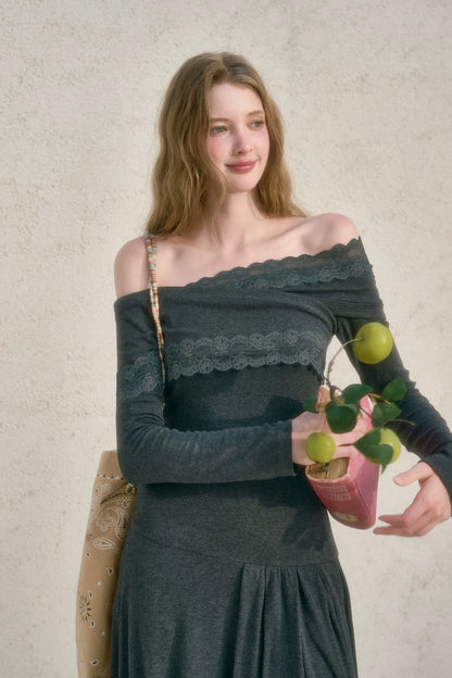 Lace One-Shoulder Fitted Dress