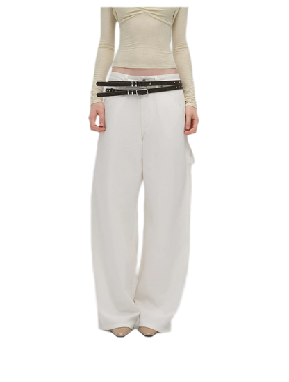 Enzyme-Washed Wide-Leg Utility Jeans