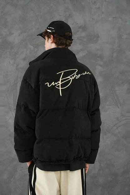 Suede Oversized Down Puffer Jacket