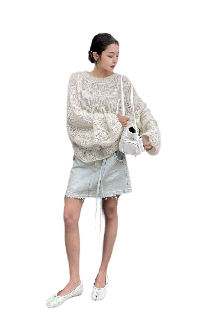 Mohair Openwork Logo Sweater