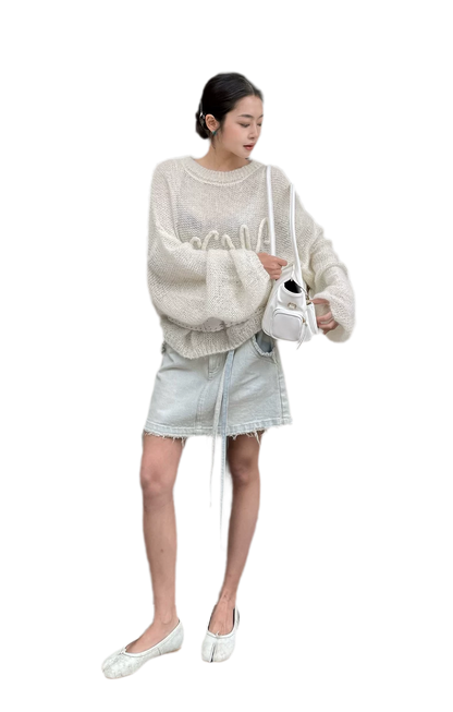 Mohair Openwork Logo Sweater