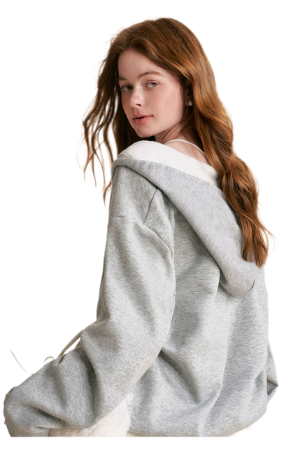 Cotton-Feel Ruched Oversized Hoodie