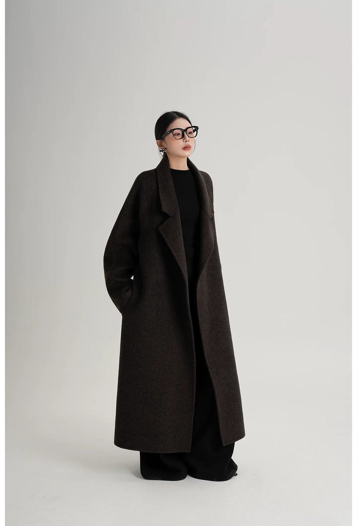Wool Shawl Collar Wrap Coat