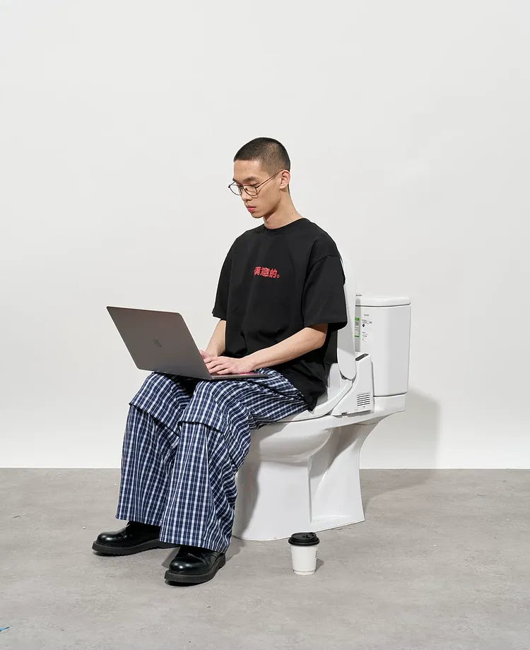 Detachable Check Straight-Leg Trousers