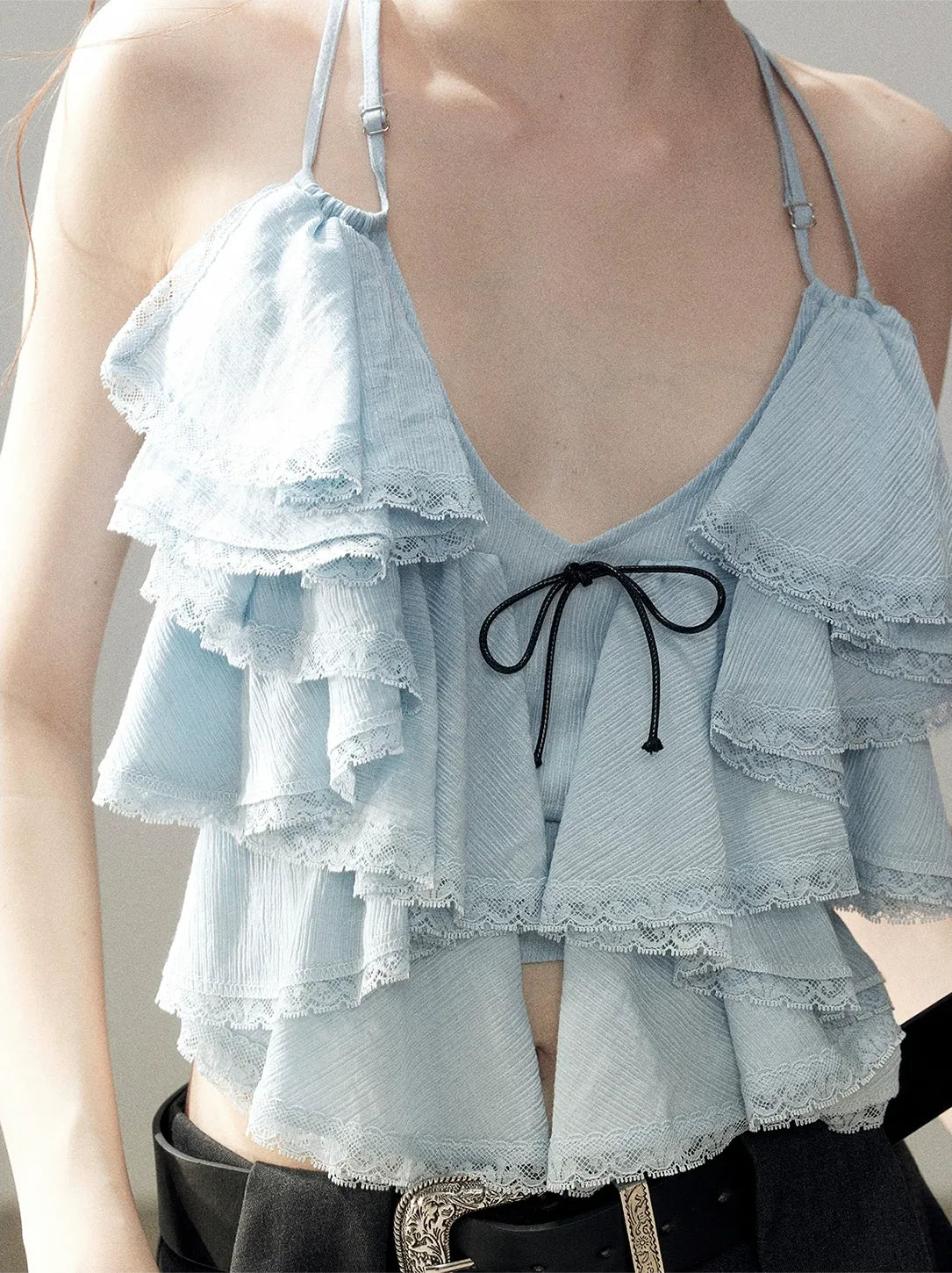 Pleated V-Neck Set