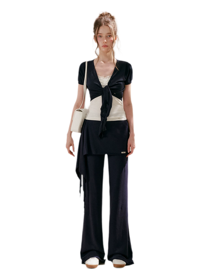 Wrap Tie Flared Pants